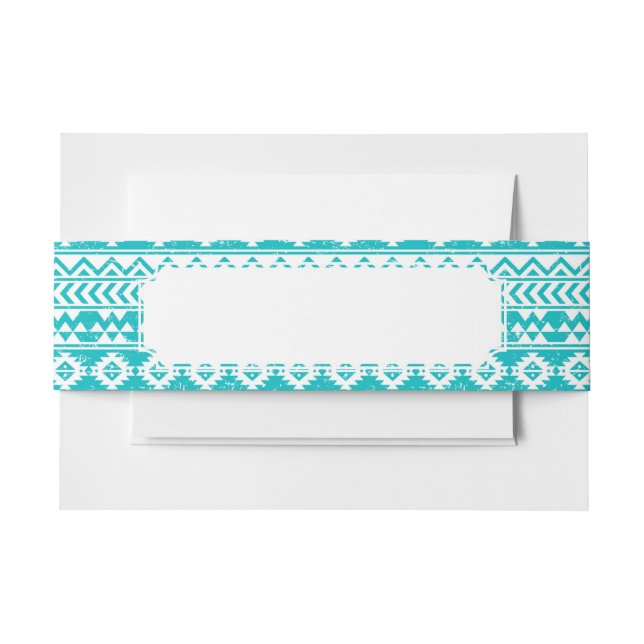 Bandeau De Faire-part Motif tribal aztèque grunge turquoise (Devant Example)