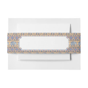 Bandeau De Faire-part Motif tribal d'éléphant ethnique bleu