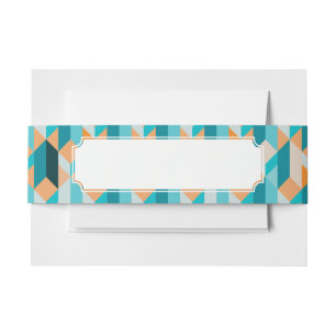 Bandeau De Faire-part Motif turquoise et orange de formes