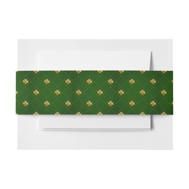 Bandeau De Faire-part Motif vert d'or de trèfle (Devant Example)