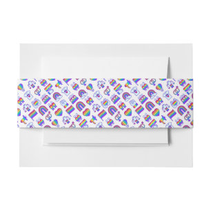 Bandeau De Faire-part Motifs d'icônes arc-en-ciel colorées