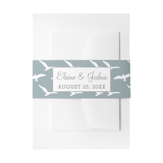 Bandeau De Faire-part mouettes dusky bleu plage invitation (Devant example)