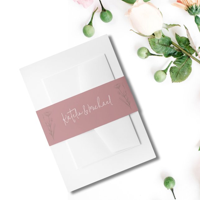 Bandeau De Faire-part Musique florale moderne Mariage Belly Band (Créateur téléchargé)