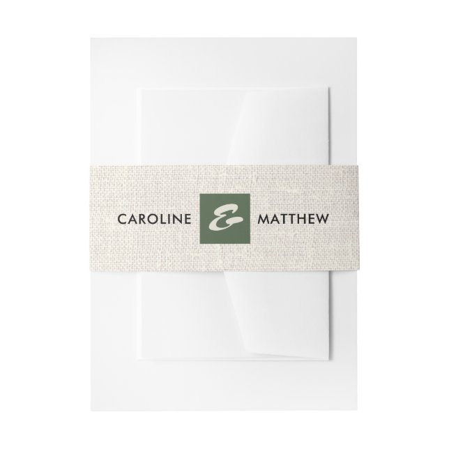 Bandeau De Faire-part Nature | Mariage de texture Burlap vert (Devant example)