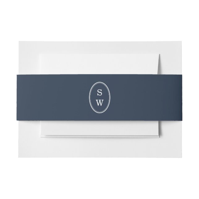 Bandeau De Faire-part Nautical Navy Monogram Wedding Belly Band (Devant Example)
