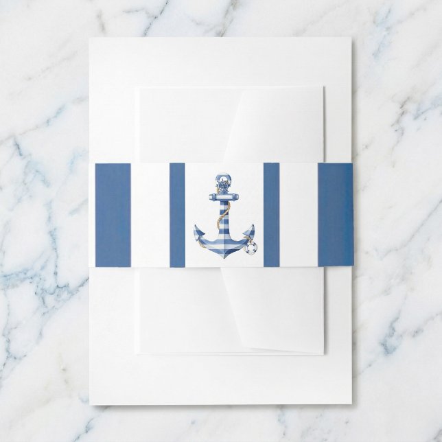 Bandeau De Faire-part Nautical Striped Anchor Birthday Party Invitation  (Anchored in style for your special day.)