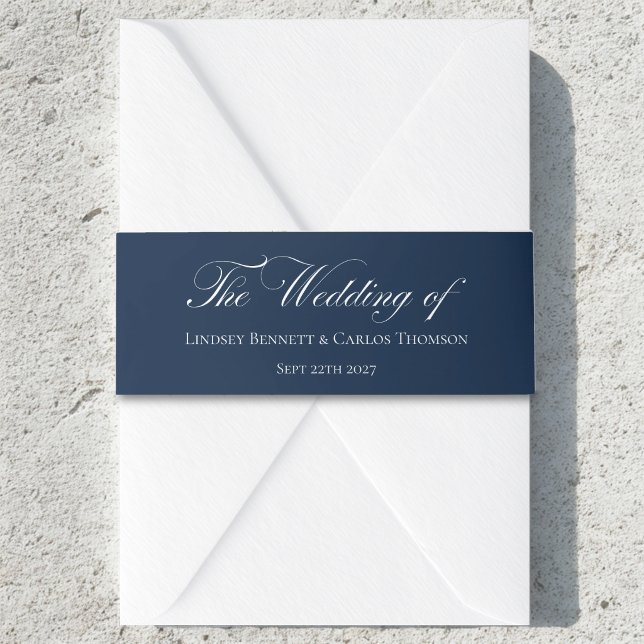 Bandeau De Faire-part Navy bleu élégant Le mariage de (Créateur téléchargé)