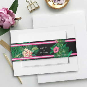 Bandeau De Faire-part Neon rose Tropical Retro Botaniques Mariage Faveur