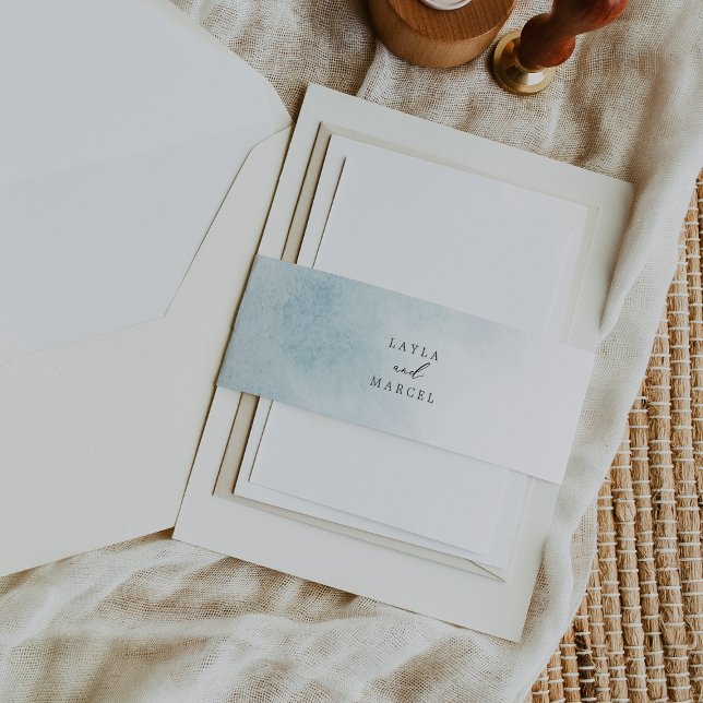 Bandeau De Faire-part Nettoyage aquarelle | Blue Bride et Mariage de cha (Créateur téléchargé)