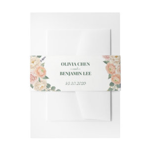 Bandeau De Faire-part Noces de Fleur de Pêcher et de Treillis Doré