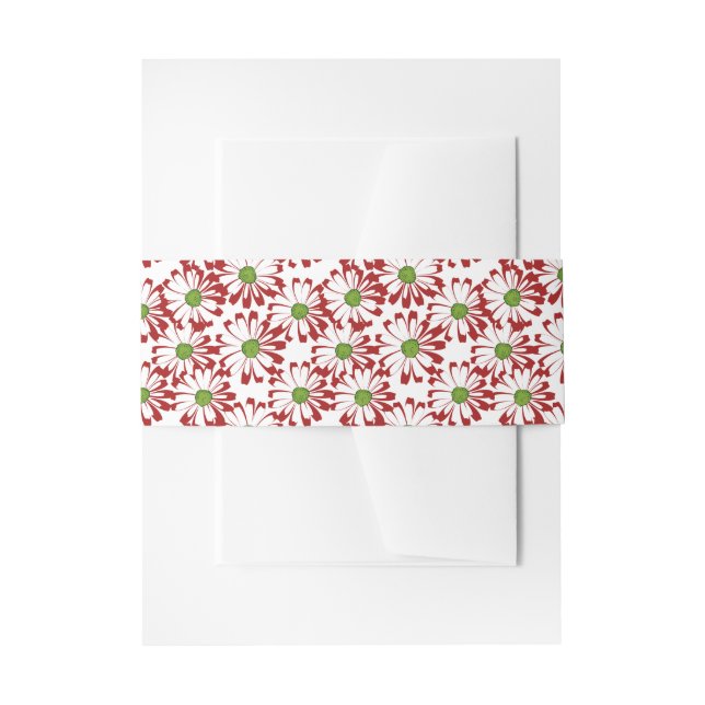 Bandeau De Faire-part Noël Rouge et vert marguerite motif floral (Devant example)