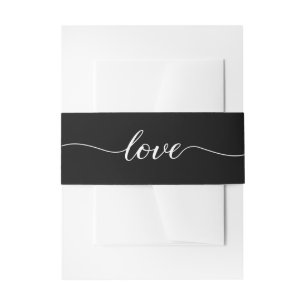Bandeau De Faire-part Noir Blanc Elegant Modern Love script Mariage