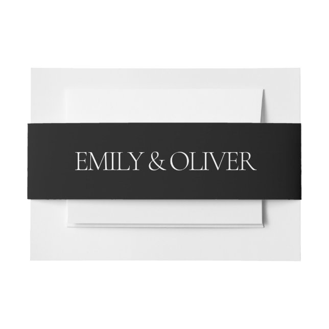 Bandeau De Faire-part Noir Elegant Classic Couple's Names Mariage (Devant Example)