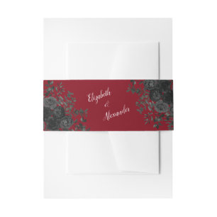 Bandeau De Faire-part Noir Rouge Rose gothique Mariage élégant
