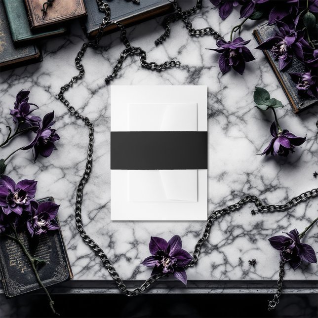 Bandeau De Faire-part Noir solide (Solid Black Invitation Belly Band)