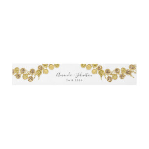 Bandeau De Faire-part Nom Date Mariage Wreath Gold White