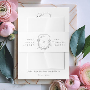 Bandeau De Faire-part nom floral botanique classique & crête monographiq