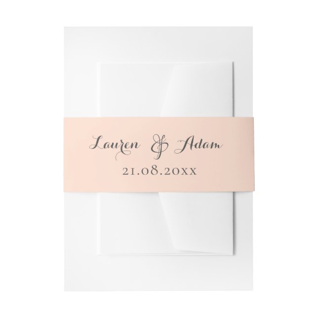Bandeau De Faire-part Noms de monogramme simple pêche Mariage  (Devant example)