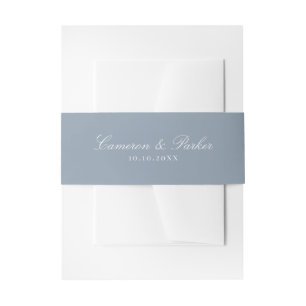 Bandeau De Faire-part Noms de Script Bleu Poussiéreux Élégants Mariage