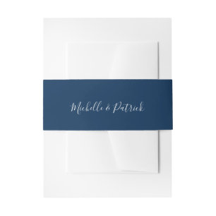 Bandeau De Faire-part Noms de script élégants Mariage bleu marine