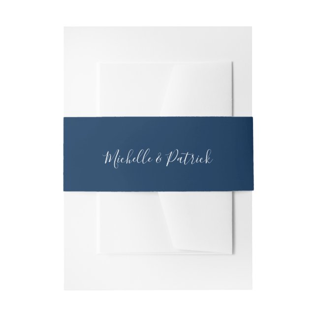Bandeau De Faire-part Noms de script élégants Mariage bleu marine (Devant example)