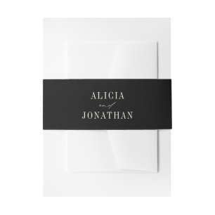 Bandeau De Faire-part Noms des mariés élégant ivoire noir mariage