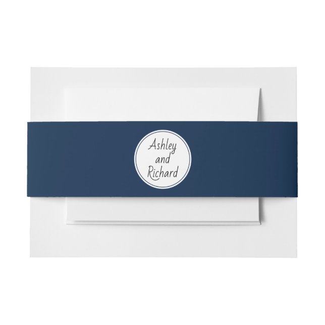 Bandeau De Faire-part Noms élégants simples mariage bleu marine (Devant Example)