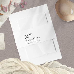 Bandeau De Faire-part Noms minimalistes Date Mariage noir blanc