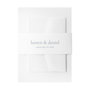 Bandeau De Faire-part Noms minimalistes Dusty Mariage bleu blanc