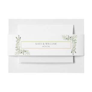 Bandeau De Faire-part Noms personnalisés Mariage de feuillage vert