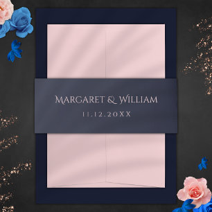Bandeau De Faire-part Noms personnels bleu et rose minimaliste marine Ma