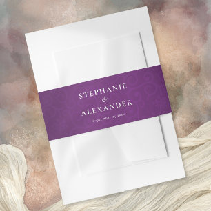 Bandeau De Faire-part Noms Royal Purple Damask Date Mariage