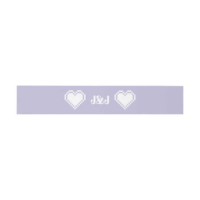 Bandeau De Faire-part Nos Coeurs 8 bits dans Lavender Invitation Bande B (Plat)