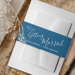 Bandeau De Faire-part Nous nous marions mariage blanc bleu foncé