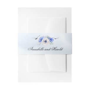 Bandeau De Faire-part Oiseaux de mer et fleurs bleues Mariage de plage