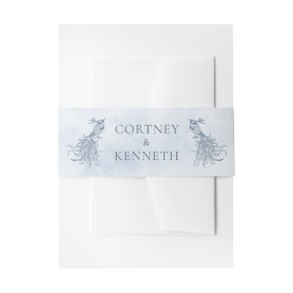 Bandeau De Faire-part Oiseaux français bleus Toile Élégant Mariage roman