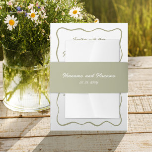 Bandeau De Faire-part Olive Green Hand personnalisé Nom du dessin Date M