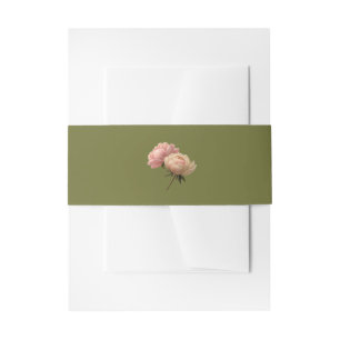 Bandeau De Faire-part Olive Green   Mariage Rose chic