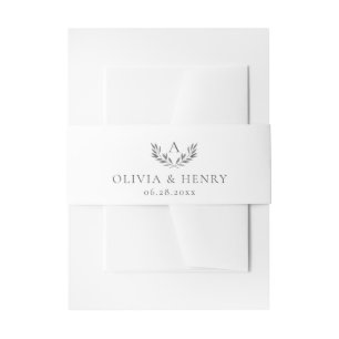 Bandeau De Faire-part Olivia Elegant Monogram Argent & Mariage blanc