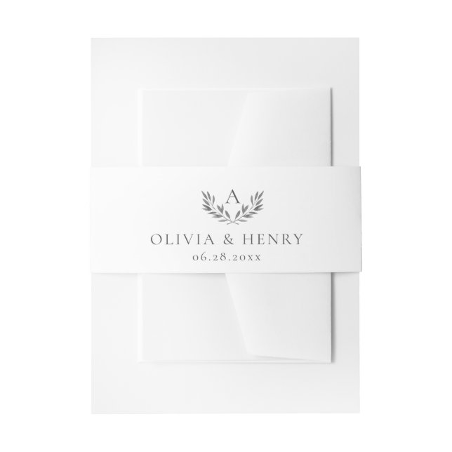 Bandeau De Faire-part Olivia Elegant Monogram Argent & Mariage blanc (Devant example)
