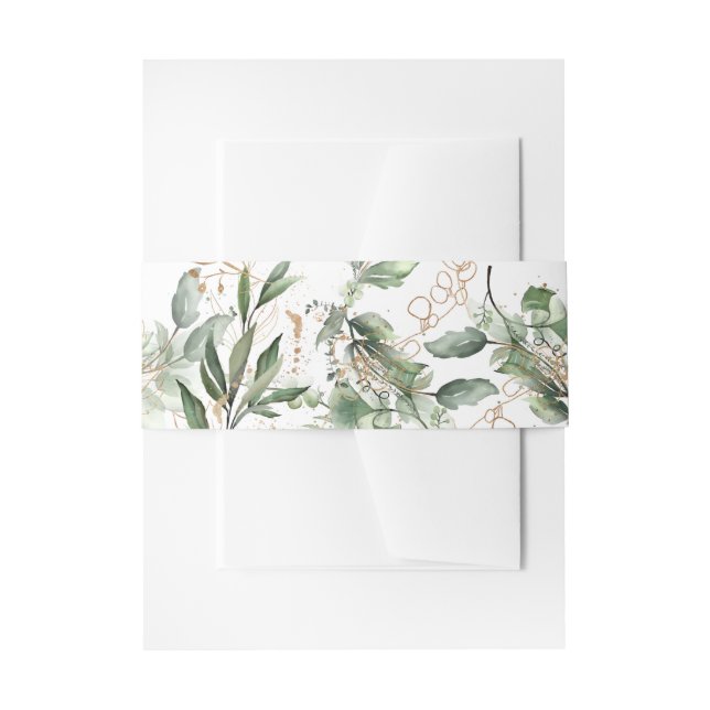 Bandeau De Faire-part Or Botanique Eucalyptus Élégant Vert Sage (Devant example)