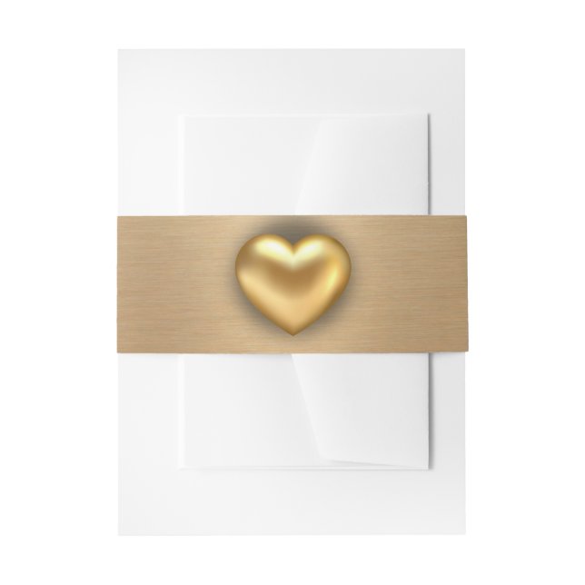 Bandeau De Faire-part Or brossé élégant avec Mariage coeur or (Devant example)