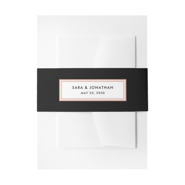 Bandeau De Faire-part Or rose sur noir | Mariage (Devant example)