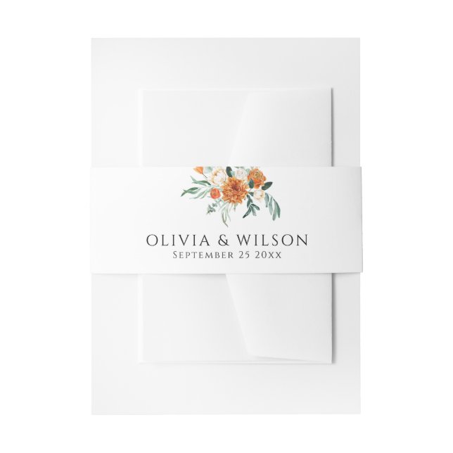 Bandeau De Faire-part Orange Bright Boho Fall Floral Mariage (Devant example)