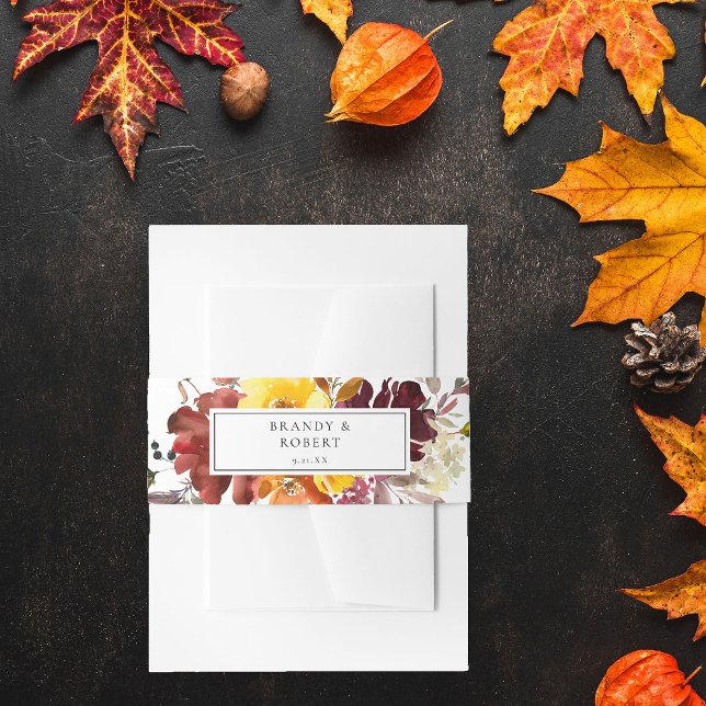 Bandeau De Faire-part Orange & Jaune Chute d'or Florale 5 (Créateur téléchargé)