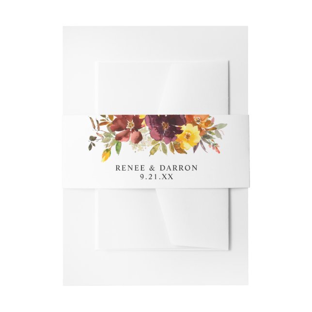 Bandeau De Faire-part Orange & Jaune Gold Fall Floral 2 (Devant example)