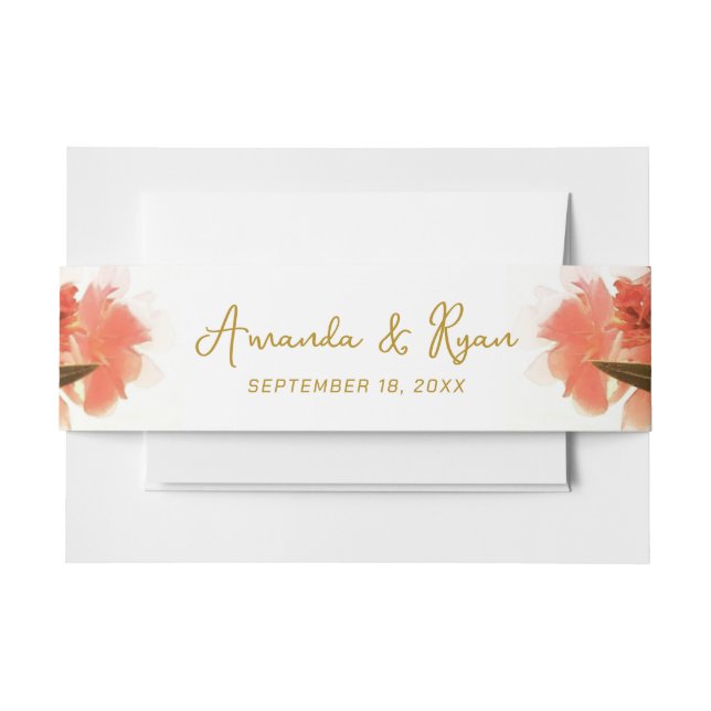 Bandeau De Faire-part Orange Oleander Fleurs Floral Plage Mariage (Devant Example)