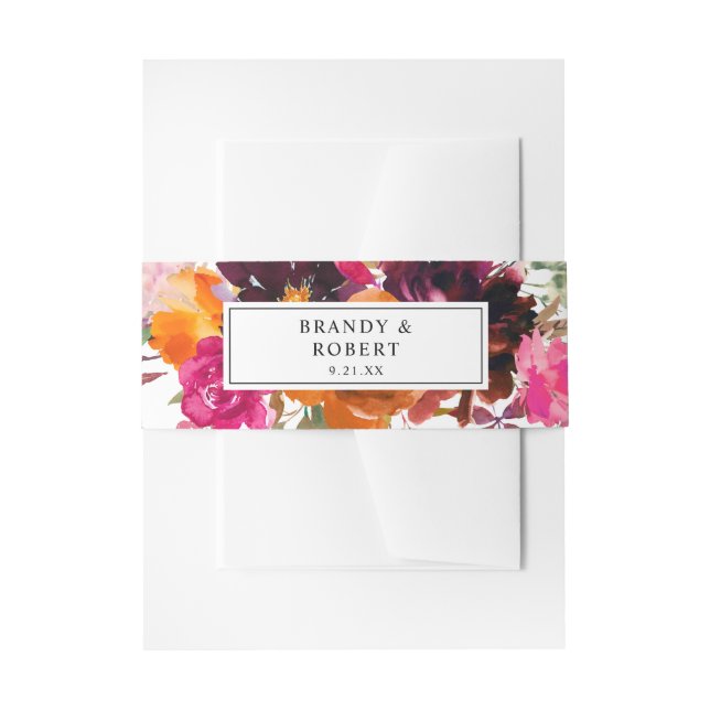 Bandeau De Faire-part Orange, rose chaud et violet automne floral 1 (Devant example)