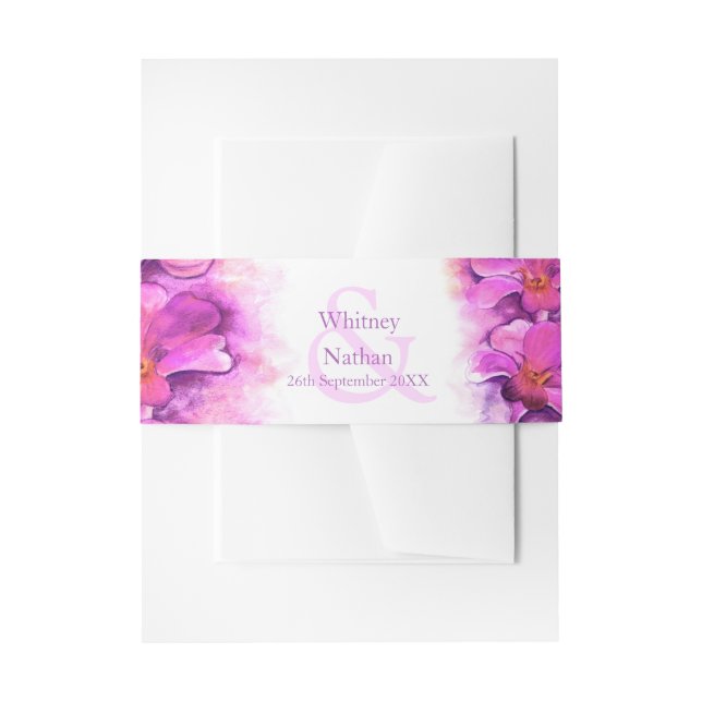 Bandeau De Faire-part Orchidée stylisée aquarelle libre bande fixe (Devant example)