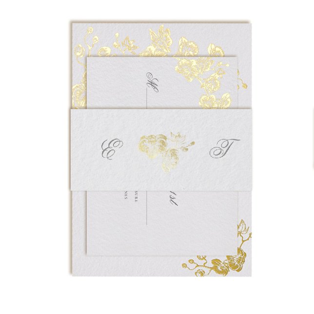Bandeau De Faire-part Orchidée Vows Ivory Formal Classic Initiales Maria (formal wedding invitation belly band 2 orchids gold foil modern classic traditional art ivory)
